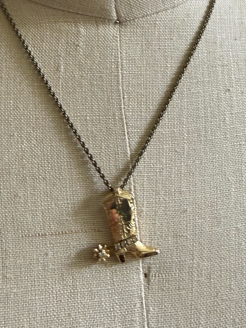Gold-Tone Cowboy Boot Pendant Necklace